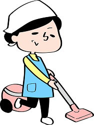 掃除機をかける女性のイラスト