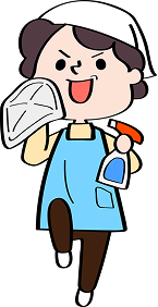 雑巾を持つ女性のイラスト