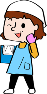 雑巾の入ったバケツを持つ女性のイラスト