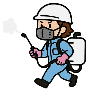 噴霧器を持つ男性のイラスト